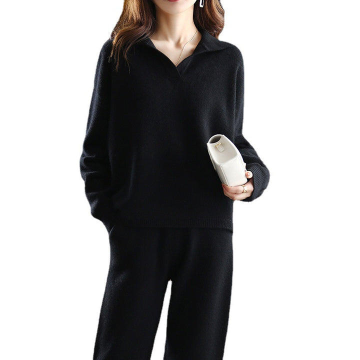 Damen bequemer Strickpullover mit Kragen und oversized Schnitt Drune