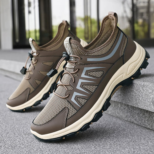 Herren nan atmungsaktiver Trekking-Sneaker mit Schnellzug-Schnürung, sockenähnlichem Meshschaft und griffiger Profilsohle Drune