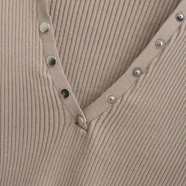 Damen cropped Langarmshirt mit Knopfleiste Drune