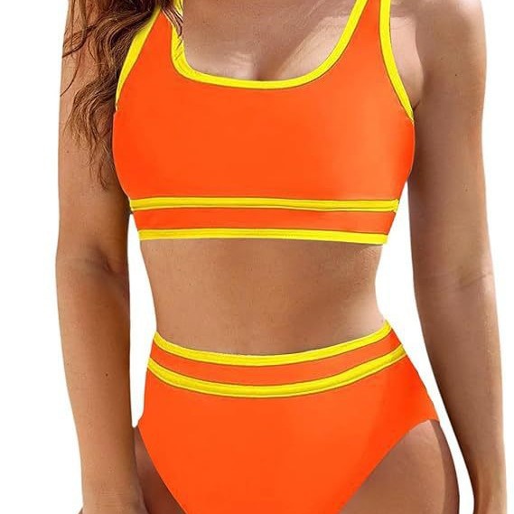 Damen Sportliches Bikini-Set mit hoch geschnittenem Unterteil und sportlichem Oberteil Drune