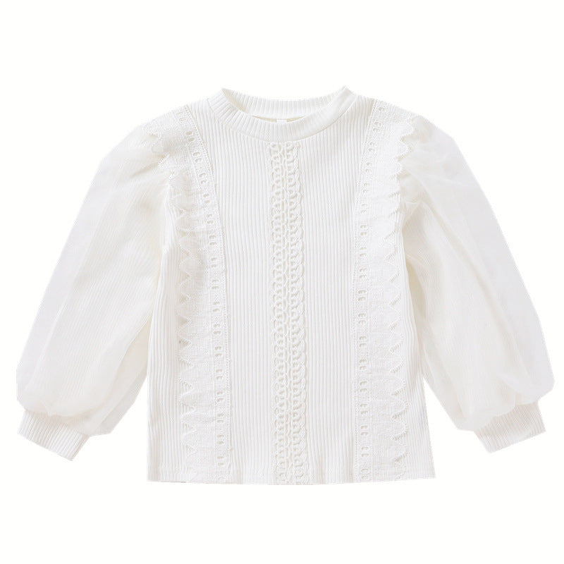 Damen Sweatshirt mit Tüllärmeln und Rüschendetails Drune