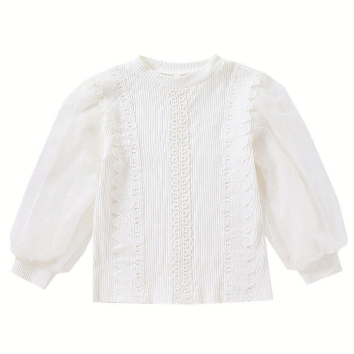Damen Sweatshirt mit Tüllärmeln und Rüschendetails Drune