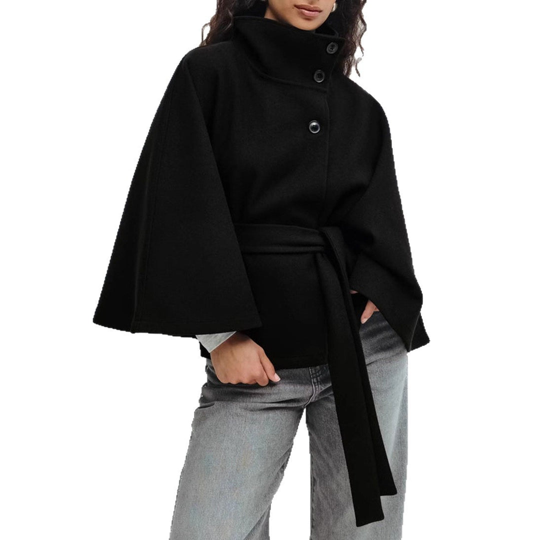 Damen Modische Jacke mit weitem Schnitt und Bindegürtel Drune