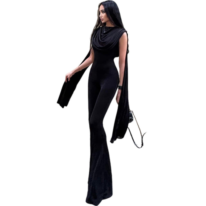 Damen Eleganter Jumpsuit mit Drapierung und weiter Beinführung Drune