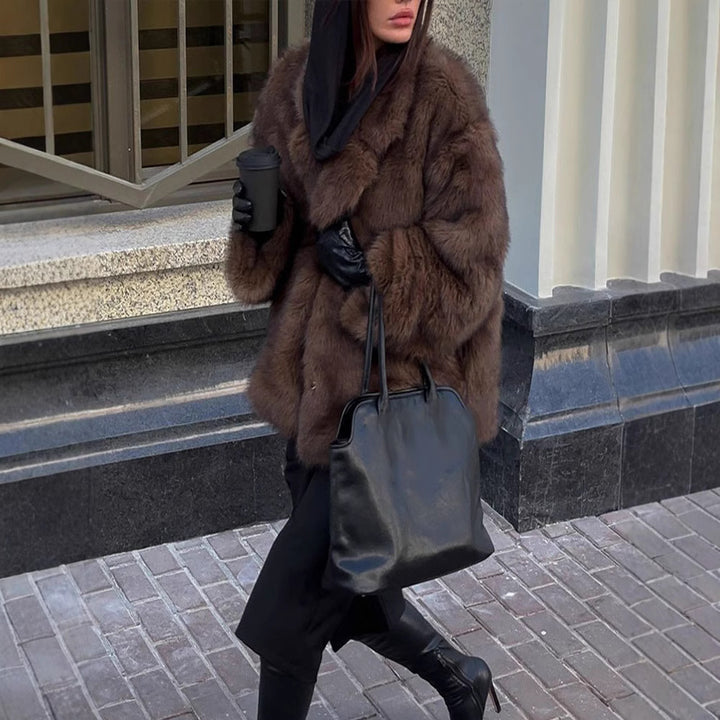 Damen Kunstfelljacke im oversized Design mit lässigem Schnitt Drune