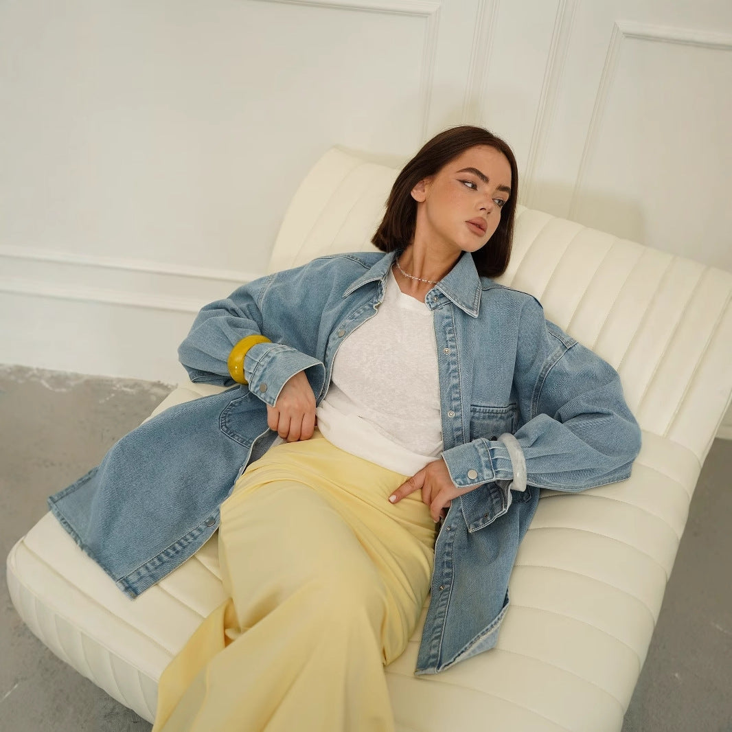 Damen Denimjacke mit lässigem Schnitt und bequemen Details Drune
