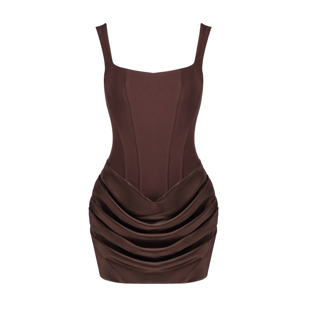 Damen Minikleid mit eleganter Drapierung und strukturierter Silhouette Drune