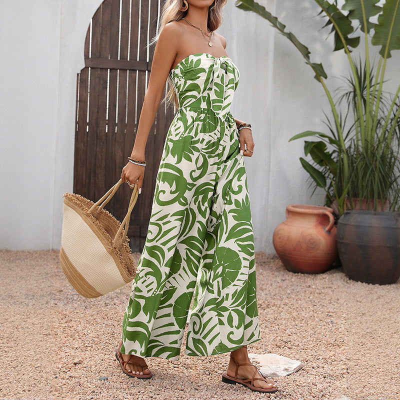 Damen Maxi-Kleid mit vielschichtigem Rüschen-Design und verspieltem Bindedetail Drune