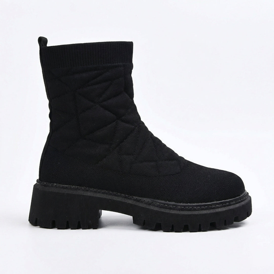 Damen Modische Stiefel mit strukturiertem Obermaterial und rutschfester Profilsohle Drune