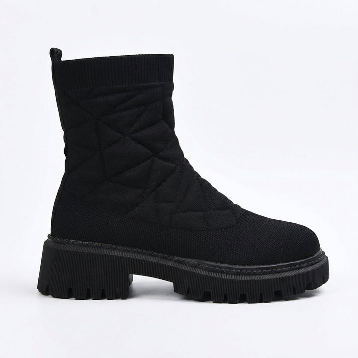 Damen Modische Stiefel mit strukturiertem Obermaterial und rutschfester Profilsohle Drune