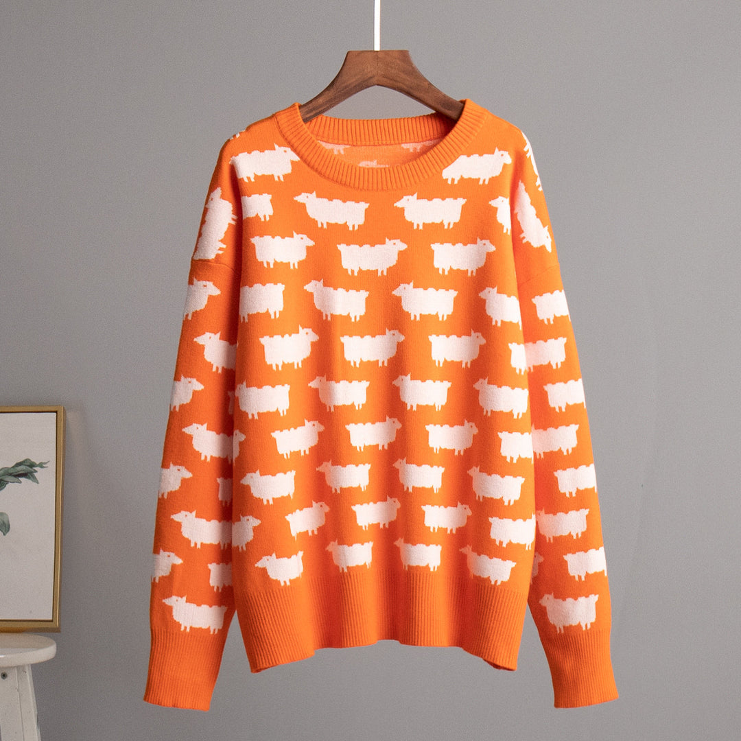 Damen Strickpullover mit originellem Schafdesign Drune