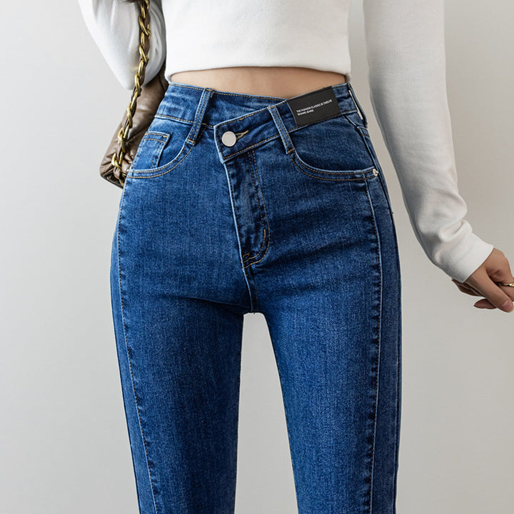 Damen Flared Jeans mit hohem Taillenbund und seitlichen Schlitzen Drune