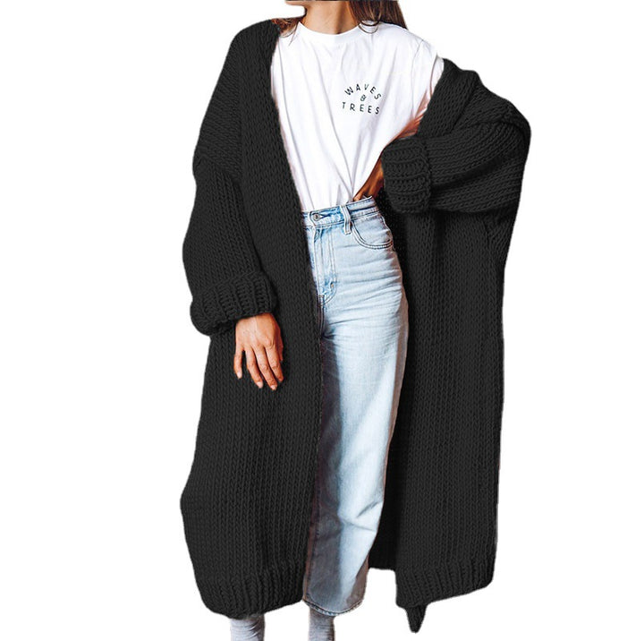 Damen Grobstrick-Longcardigan mit lässigem Schnitt und oversized Ärmeln Drune