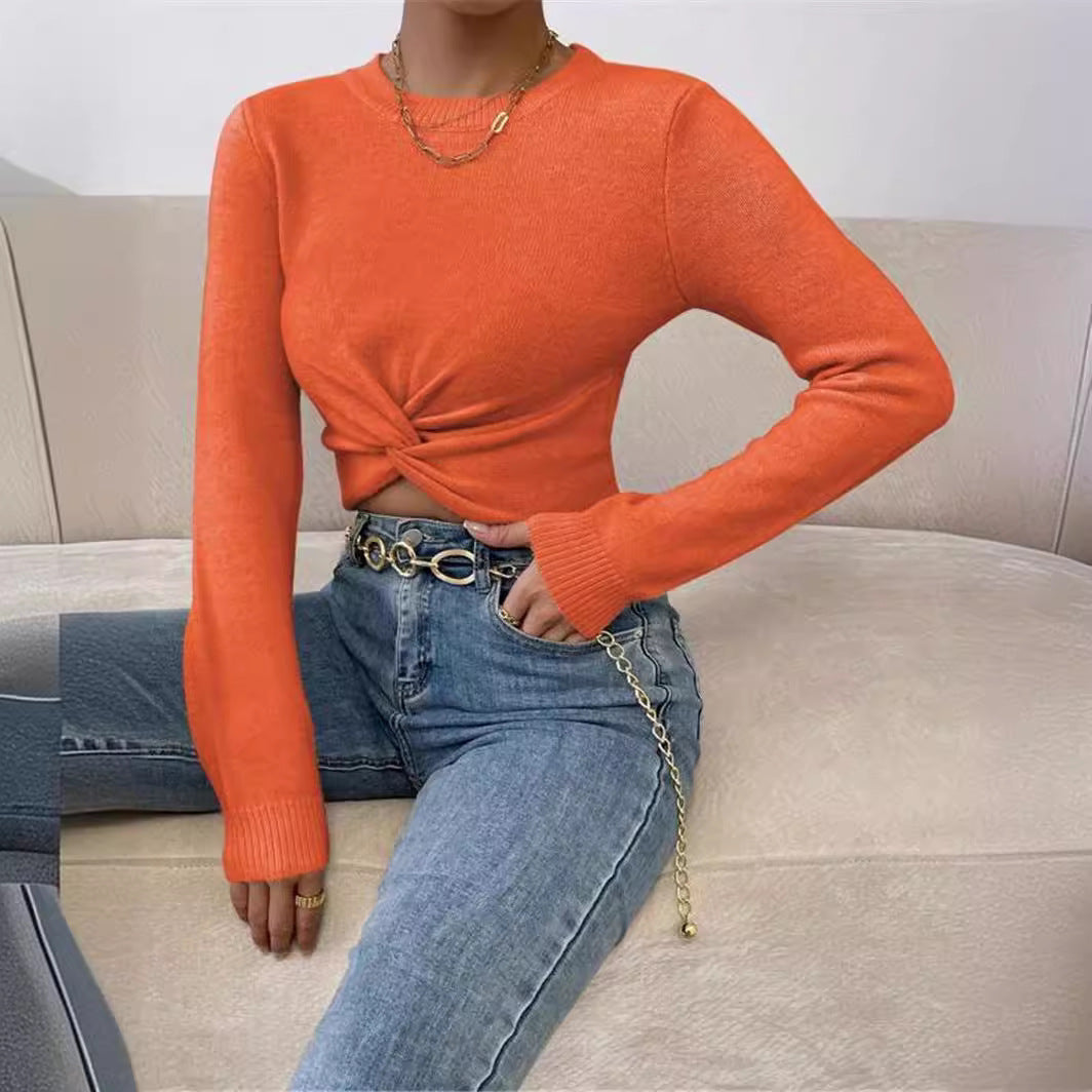 Damen cropfes Kleidungsstück mit elegantem Knoten vorne Drune