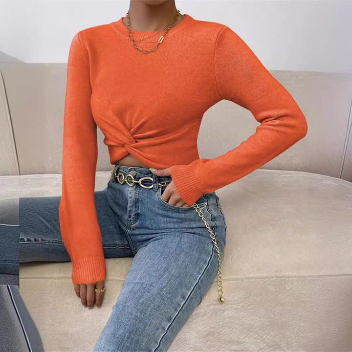 Damen cropfes Kleidungsstück mit elegantem Knoten vorne Drune