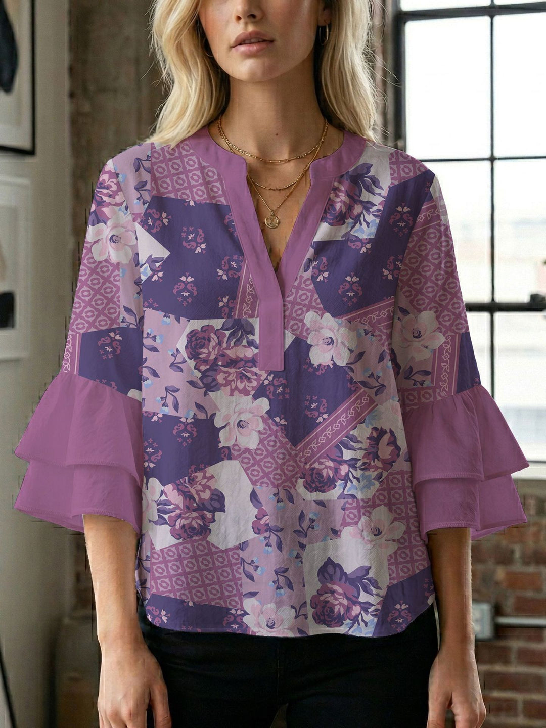 Damen Bluse mit wunderschönen floralem Design Drune