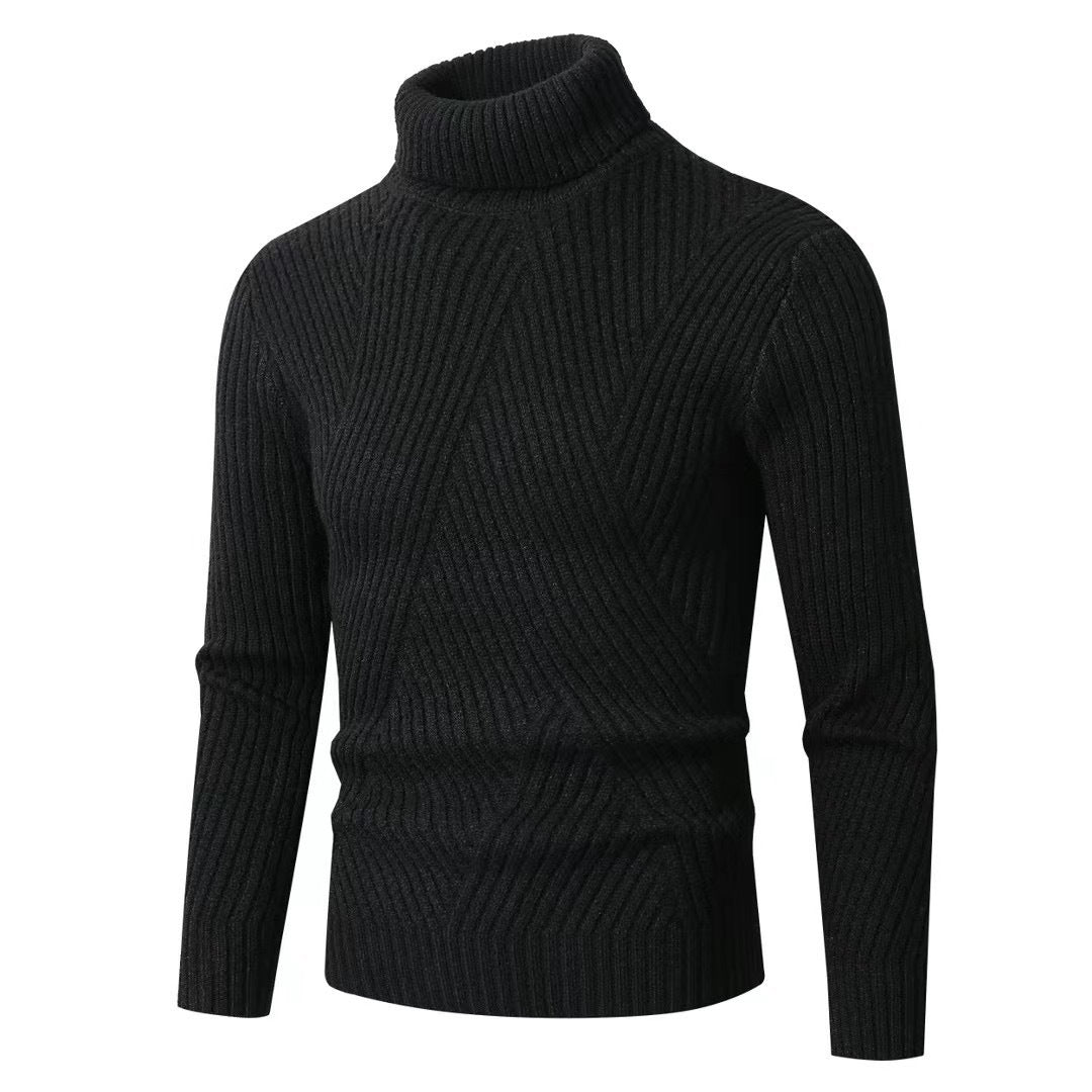 Herren Strickpullover mit hohem Kragen und strukturiertem Zopfdesign Drune