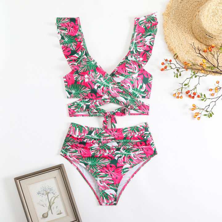 Damen Stilvolles Wickel-Bikini-Set mit Rüschendetails Drune
