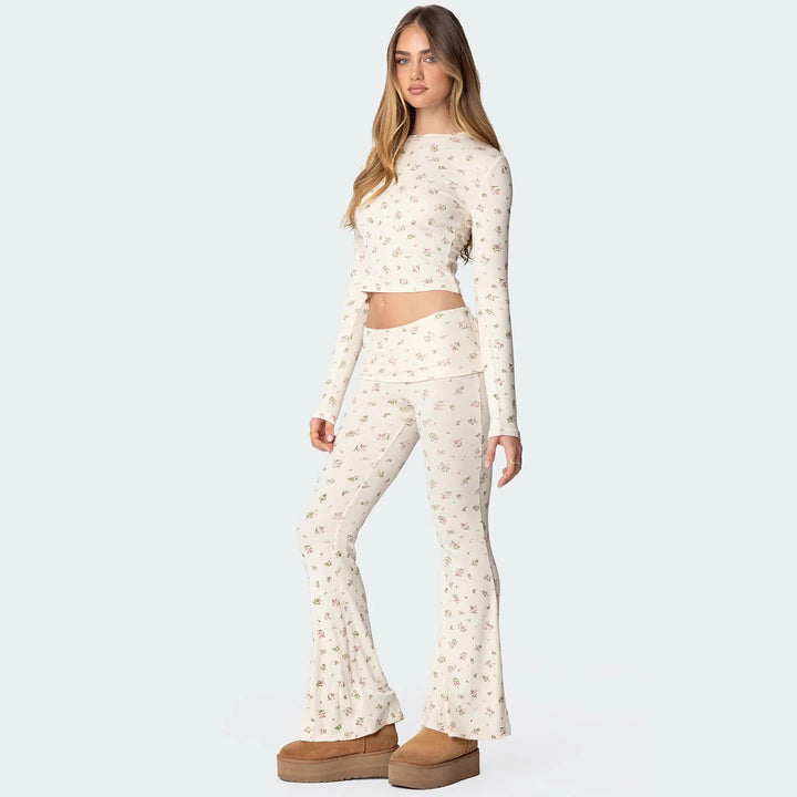 Damen Lounge-Set aus weichem Jersey-Stoff mit floralem Muster Drune