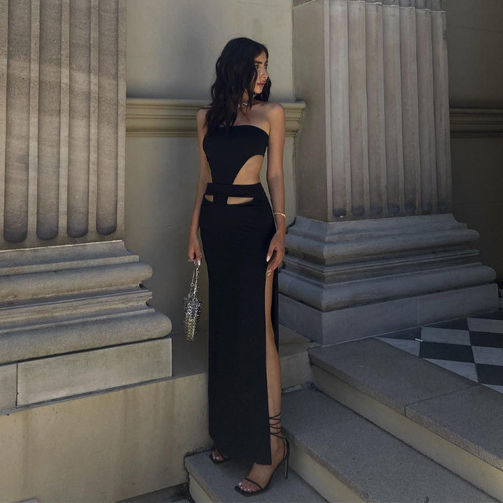 Damen Maxikleid mit stilvollen Cut-Outs und sexy Schlitz Drune