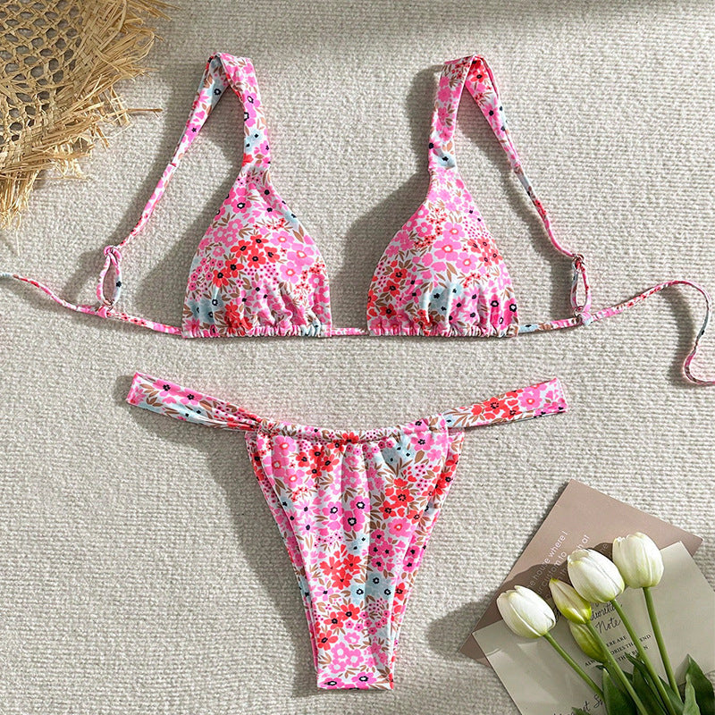 Damen Triangel-Bikini mit elegantem Floral-Muster Drune