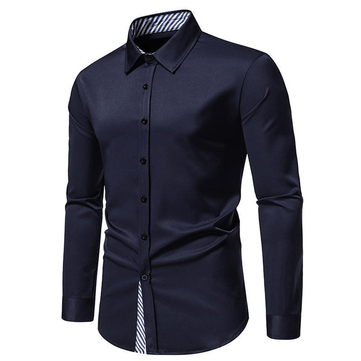 Herren Stilvolles Langarmhemd mit gestreiftem Detail Drune