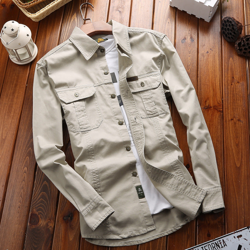 Herren nan vielseitiges Canvas-Overshirt mit Klappbrusttaschen, verstärkten Nähten und regular fit Drune