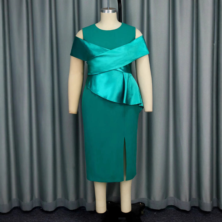 Damen Elegantes Wickelkleid mit asymmetrischem Saum und dekorativen Falten Drune