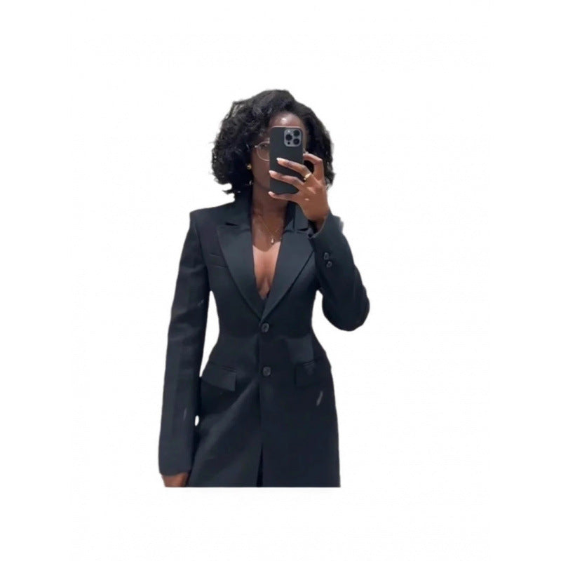 Damen Eleganter Longblazer mit schmaler Silhouette und klassischen Details Drune