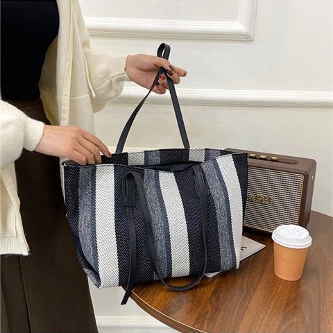 Damen Shopper-Tasche mit modernen Streifen und vielseitigem Innenraum Drune