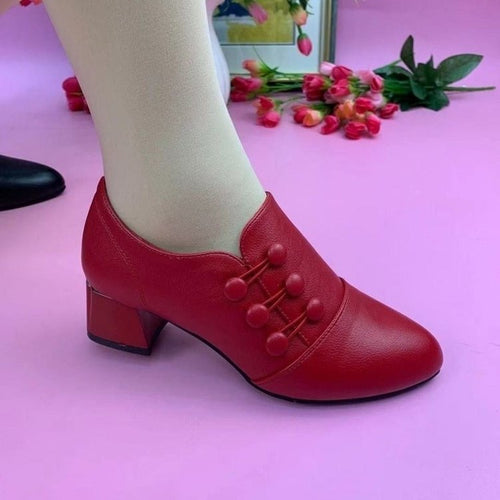 Damen Elegante Heels mit dekorativen Knopfdetails und modernem Blockabsatz Drune