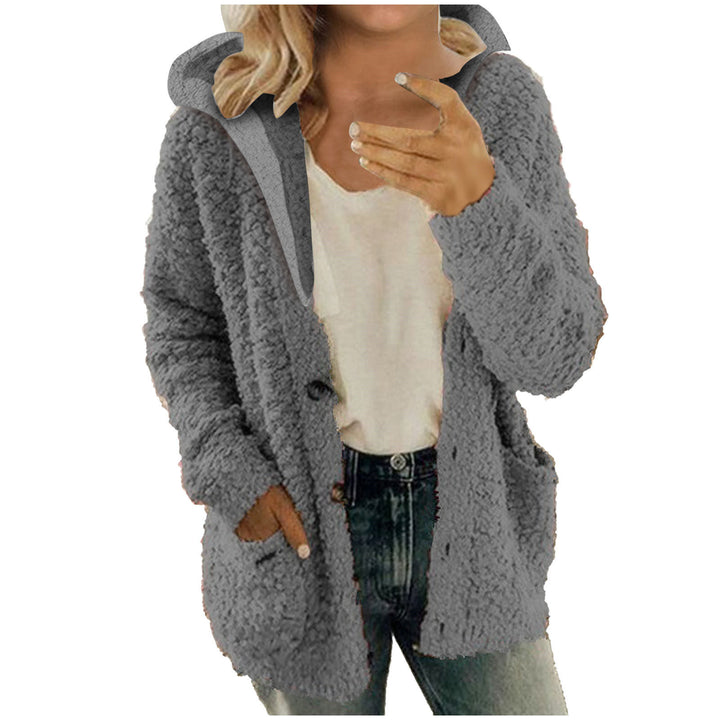 Damen kuschelige Fleecejacke mit Kapuze und praktischen Taschen Drune