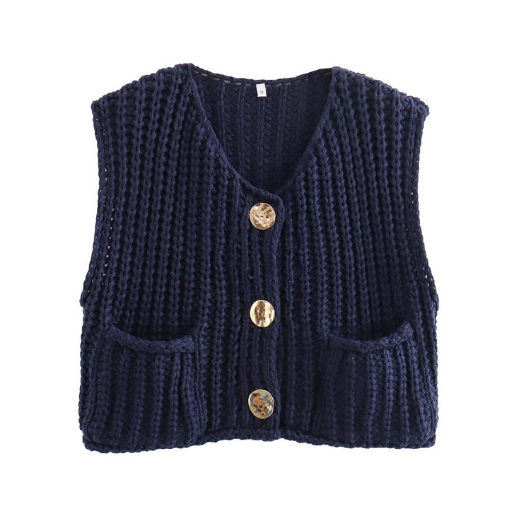 Damen Strickweste mit Taschen Drune