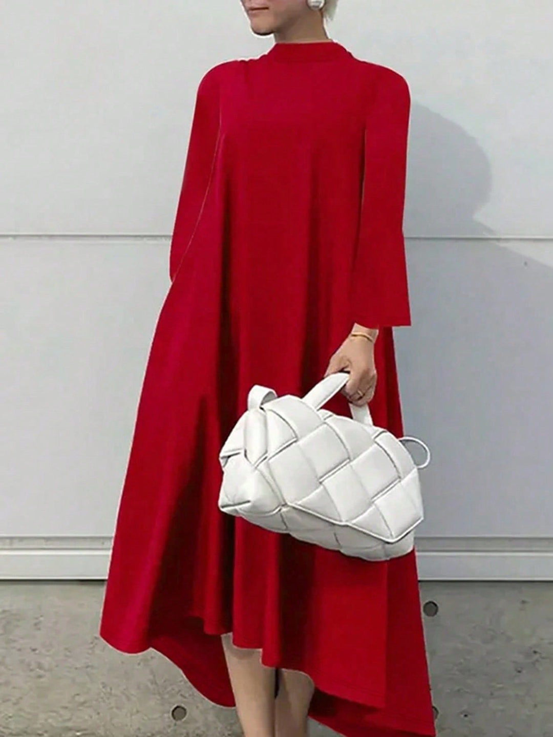 Damen Maxikleid mit asymmetrischem Schnitt und hohem Kragen Drune