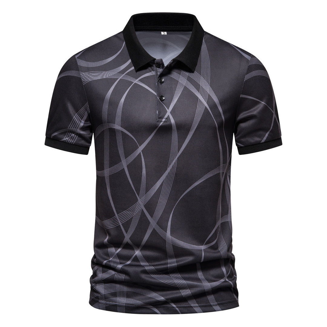 Herren Poloshirt mit modernem grafischen Muster und atmungsaktiver Textiltechnologie Drune