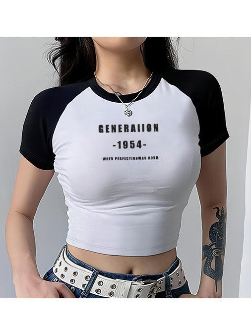 Damen Crop-Top mit motivierendem Schriftzug und lässigem Schnitt Drune