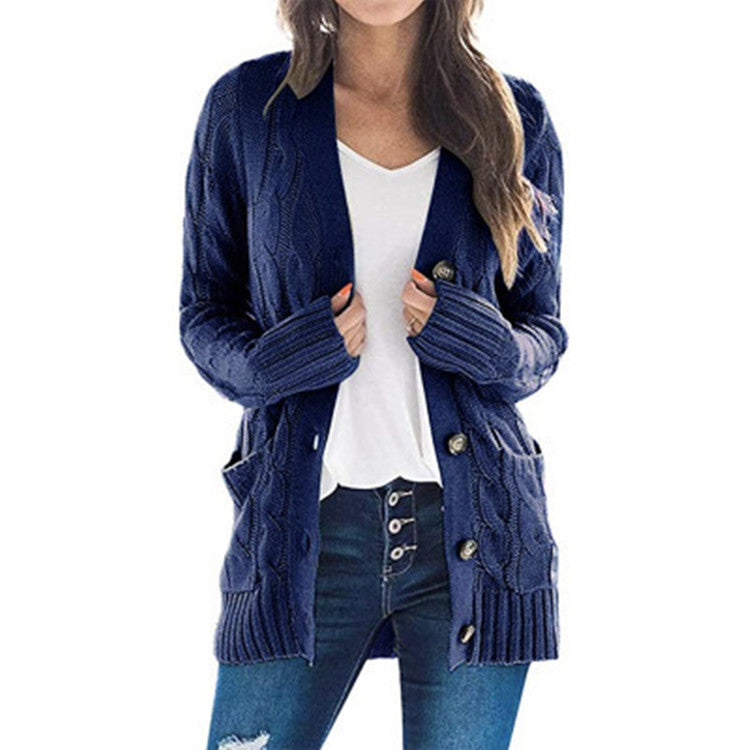 Damen Strickcardigan mit modischem Zopfmuster und praktischen Taschen Drune