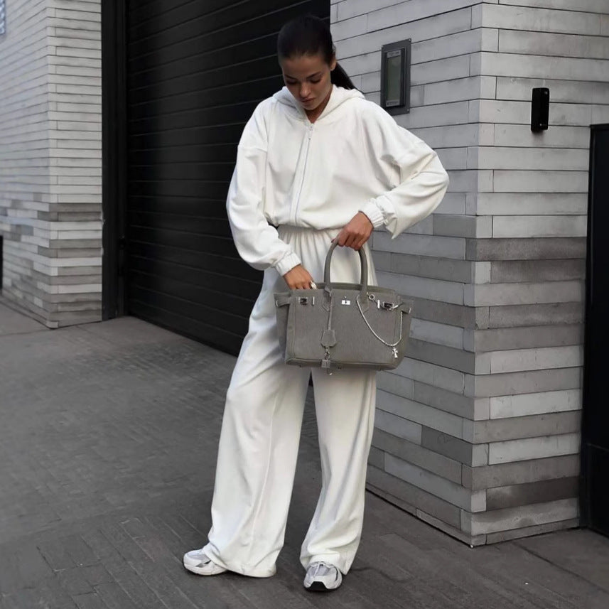 Damen lässiger Jumpsuit mit Kapuze und weitem Schnitt Drune