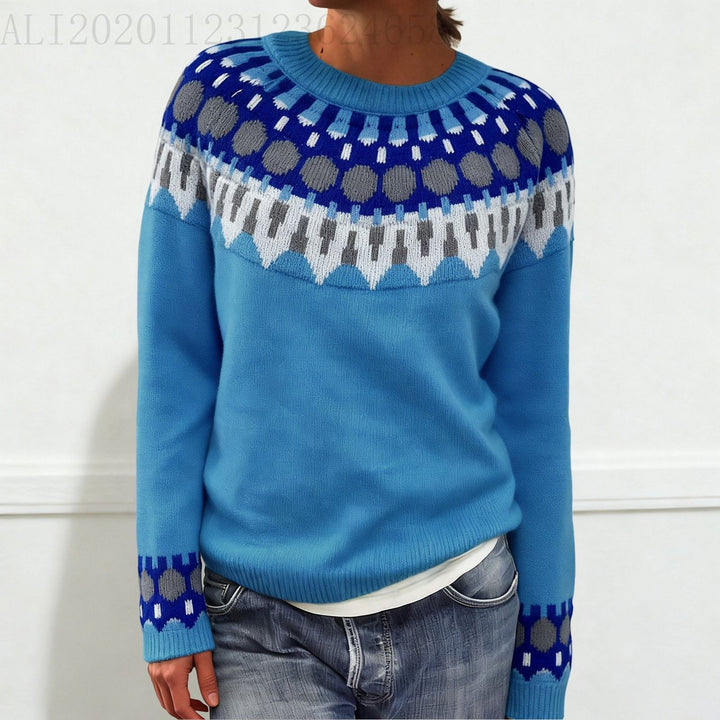Damen nan Norwegerpullover aus Wollmix mit Rundhalsausschnitt und traditionellem Fair-Isle-Yoke Drune