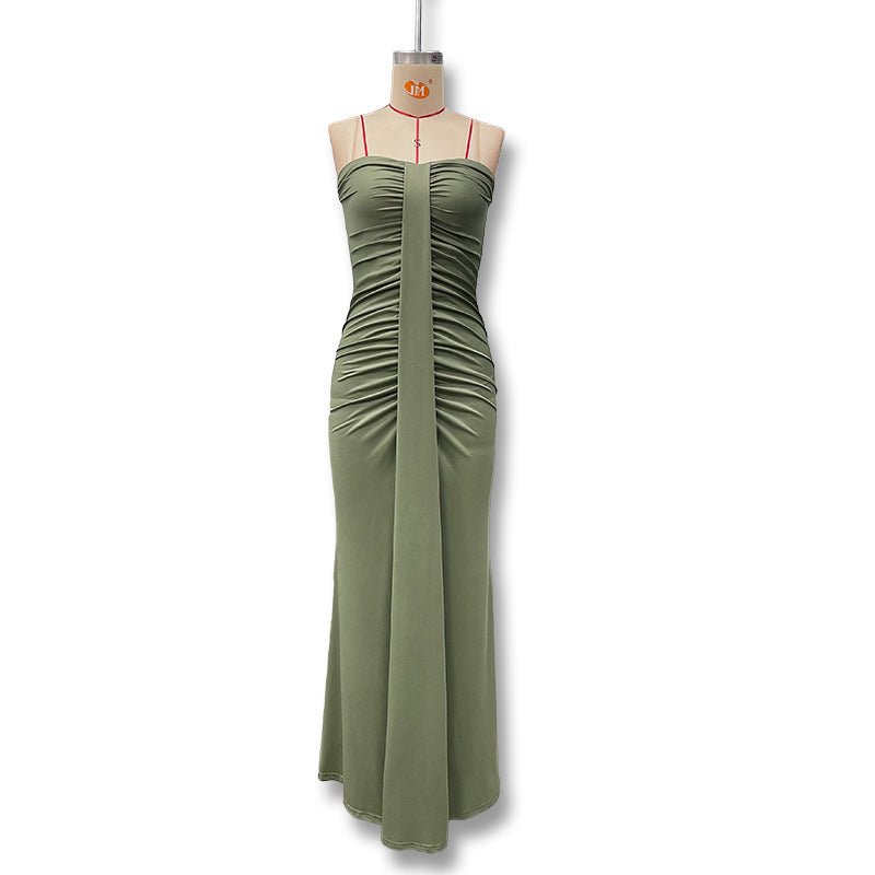 Damen Figurbetontes Maxikleid mit Raffungen und zartem Schnitt Drune