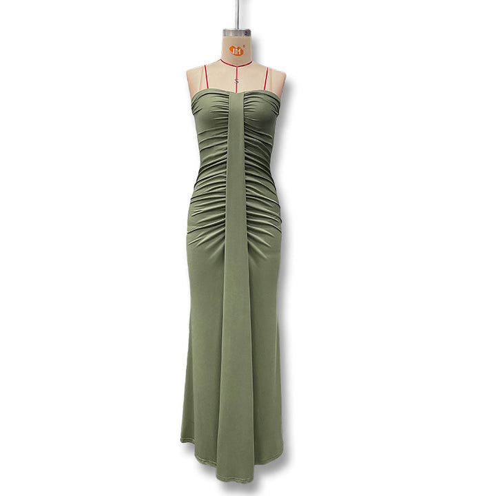 Damen Figurbetontes Maxikleid mit Raffungen und zartem Schnitt Drune