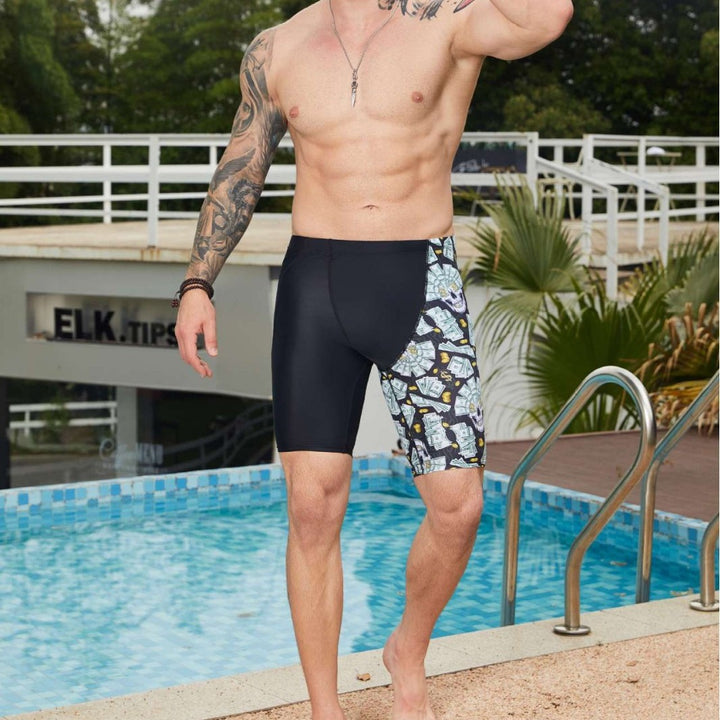 Herren Schwimmshorts mit dynamischem Dollar-Design und bequemem Stretch Drune