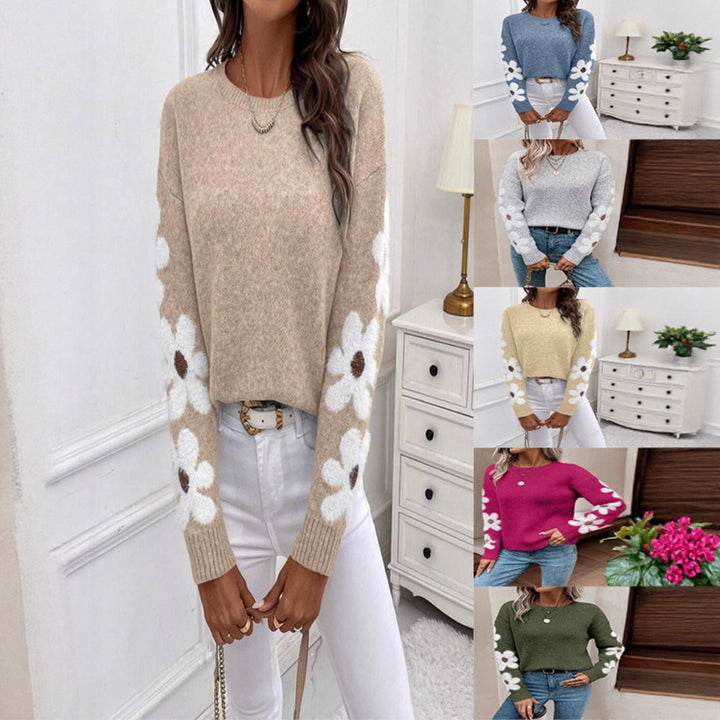 Damen Pullover mit floralem Design und strukturiertem Jersey Drune