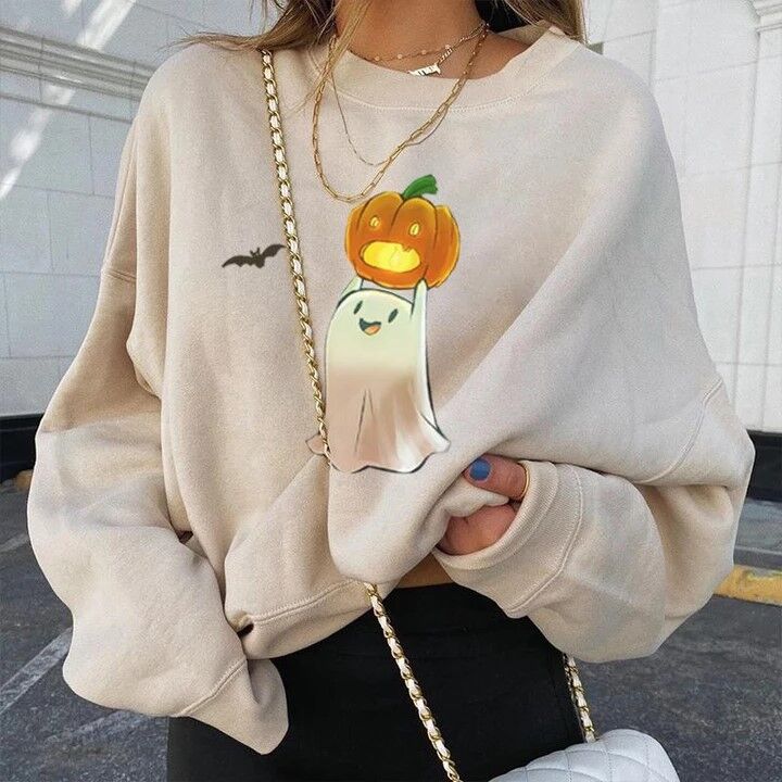 Damen Sweatshirt mit kreativem Halloween-Motiv Drune