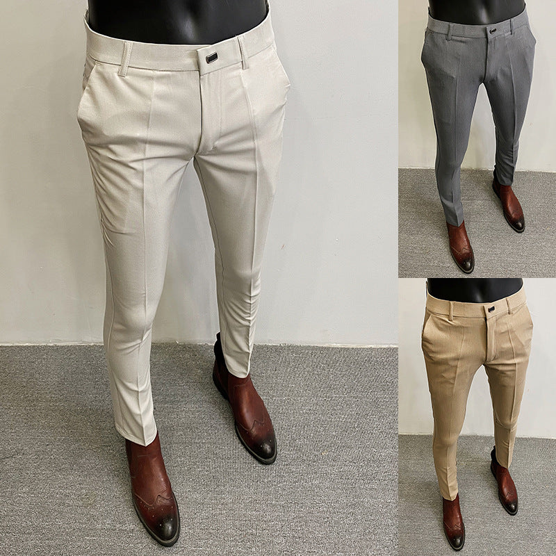 Herren nan taillierte Chino-Anzughose mit Bügelfalte, Stretchkomfort und verdecktem Hakenverschluss Drune