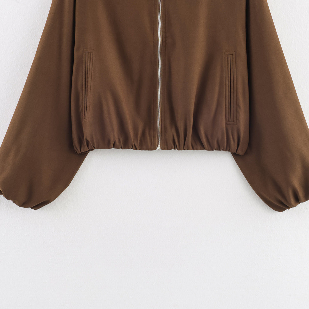 Damen leichte Blousonjacke mit elastischem Saum und praktischen Taschen Drune