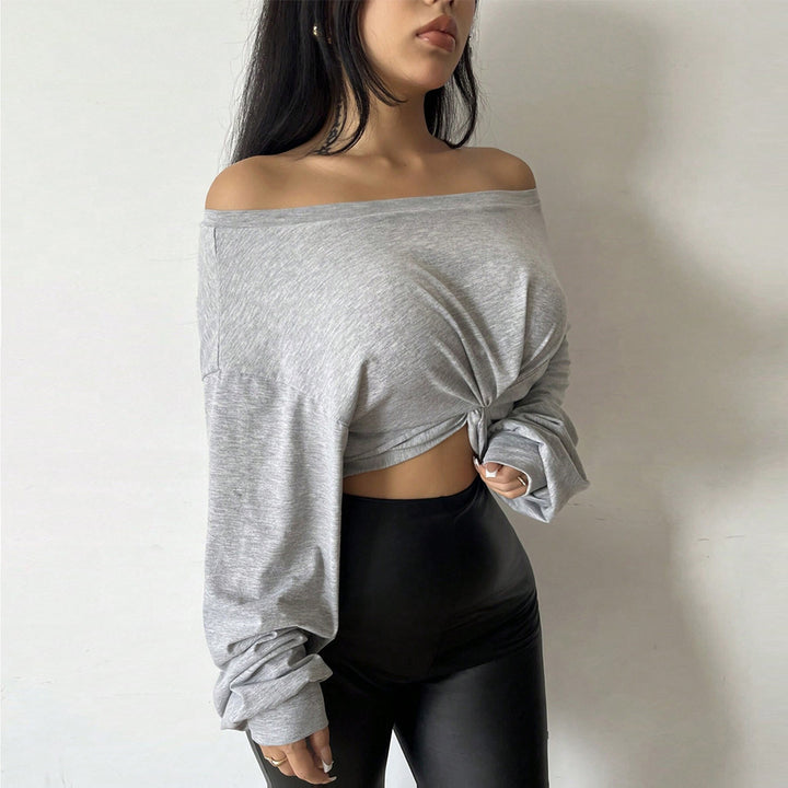 Damen lässiges Oversized-Crop-Top mit Knotted-Design Drune