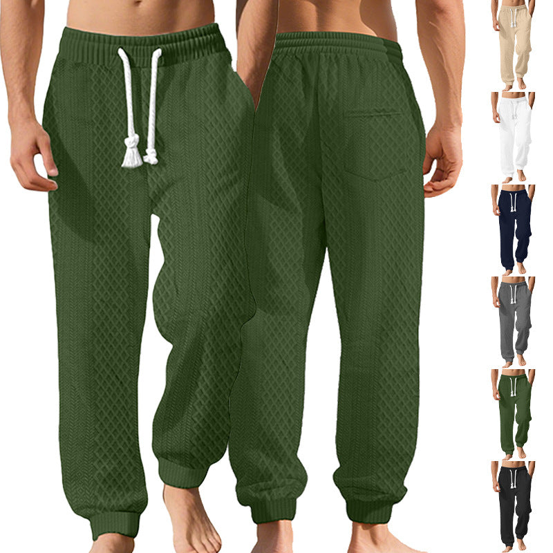 Herren nan gestrickte Wohlfühlhose mit Zopfstruktur, elastischem Bund, Kordelzug und Eingrifftaschen Drune