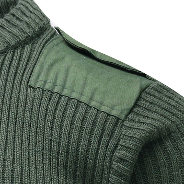 Herren Strickpullover mit V-Ausschnitt und dekorativen Schulterdetails Drune