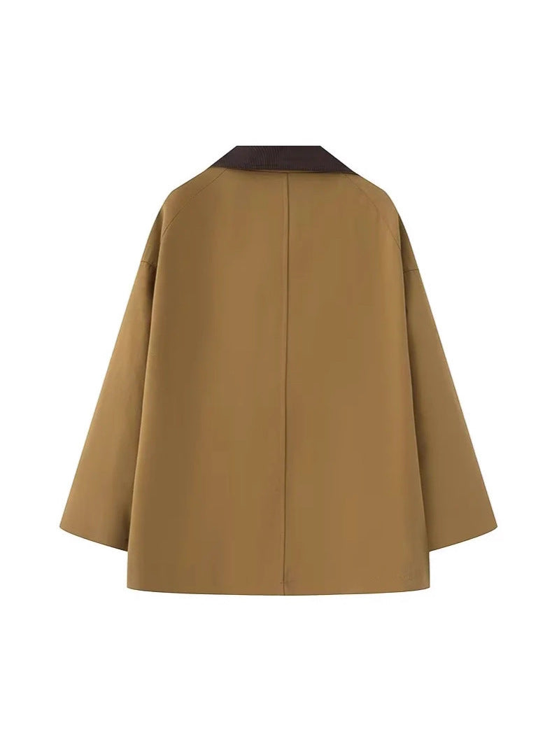 Damen oversized Trenchjacke mit klassischem Stehkragen und praktischen Taschen Drune